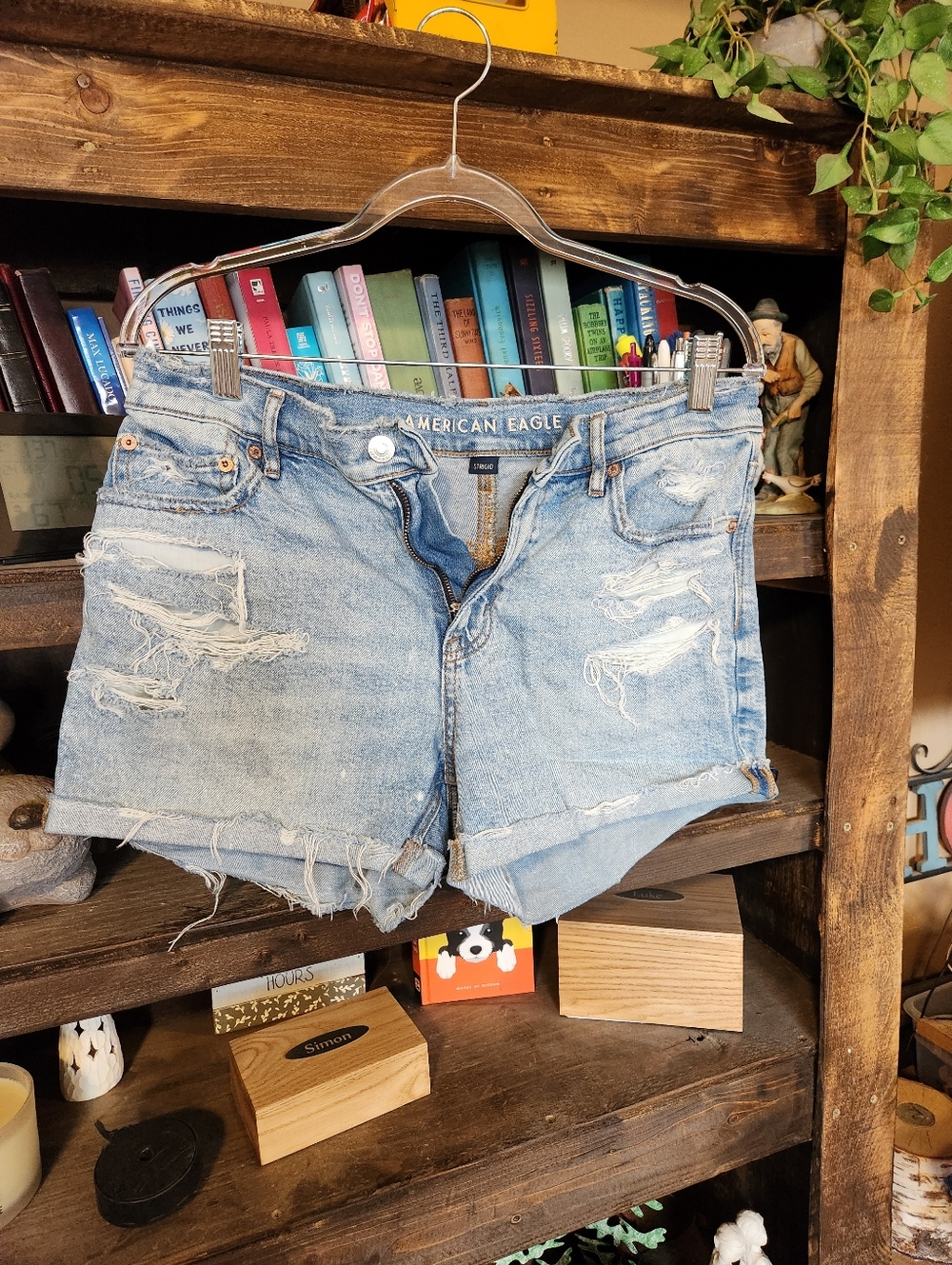 American Eagle Outfitters Light Wash Distressed Denim Shorts